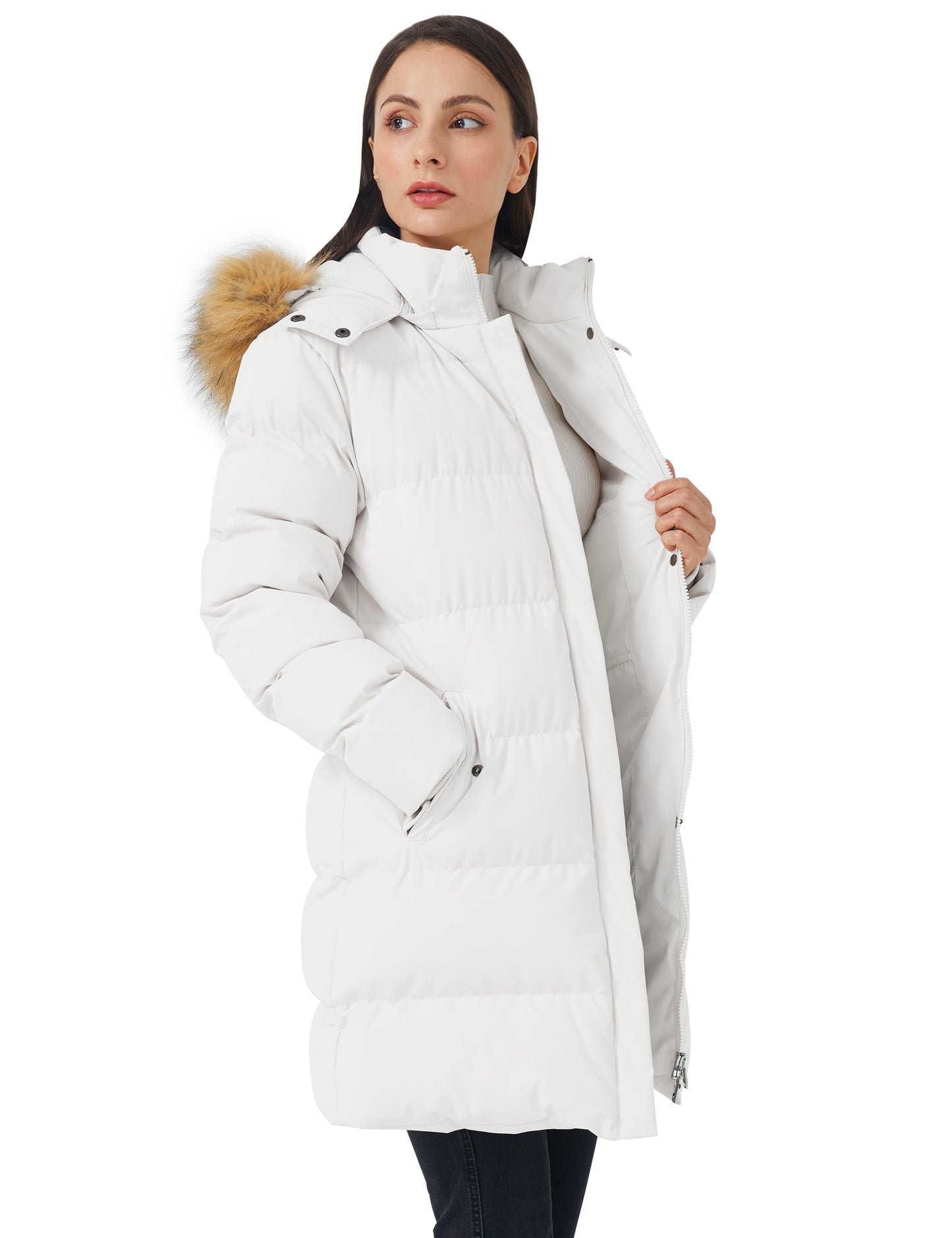 Women'S plus Size Coat Puffer Jacket Hooded Waterproof Winter Coat White 4XL